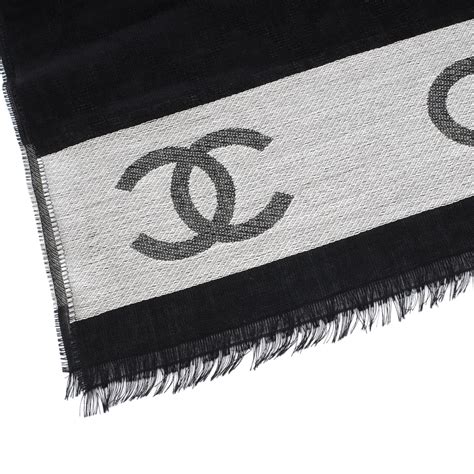 chanel white scarf|chanel cashmere wool cc scarf.